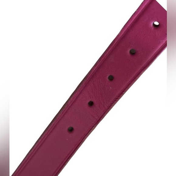 VINTAGE Genuine Leather Belt Raspberry Pink Gold Brass Buckle Women’s Size S. - Picture 13 of 16